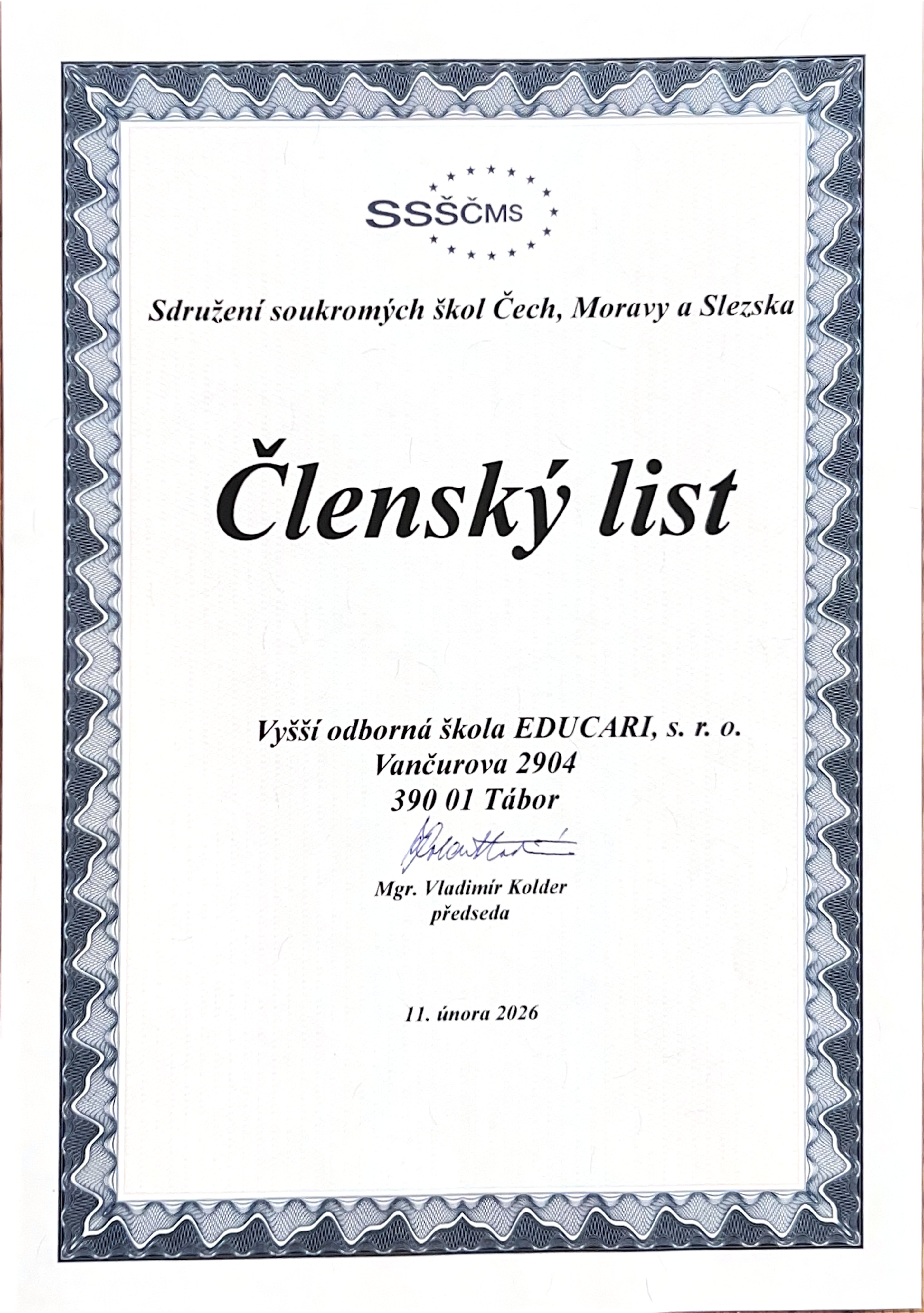 Naše škola se stala členem Sdružení soukromých škol Čech, Moravy a Slezska, z. s.